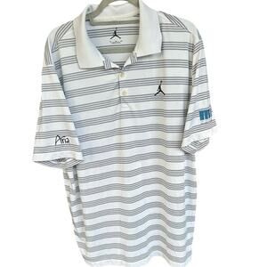 Jordan Golf Polo Shirt XL White Striped MJI Celebrity Invitational Aria